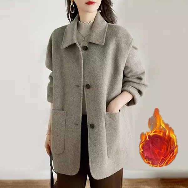 Abrigo De Lana Para Mujer OtoñO E Invierno Nuevo VersióN Coreana Camel Abrigo De Lana Simple Abrigo De Un Solo BotóN Para Mujer M Gray-image