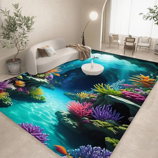 3D Ocean Woda Morska PlażA Woda Dywan Do SkłAdania, Dywan Dywan Do Salonu Sypialnia Sofa Wycieraczka Decor, Kid Play Crawl AntypośLizgowa Mata PodłOgowa 50X80CM-image