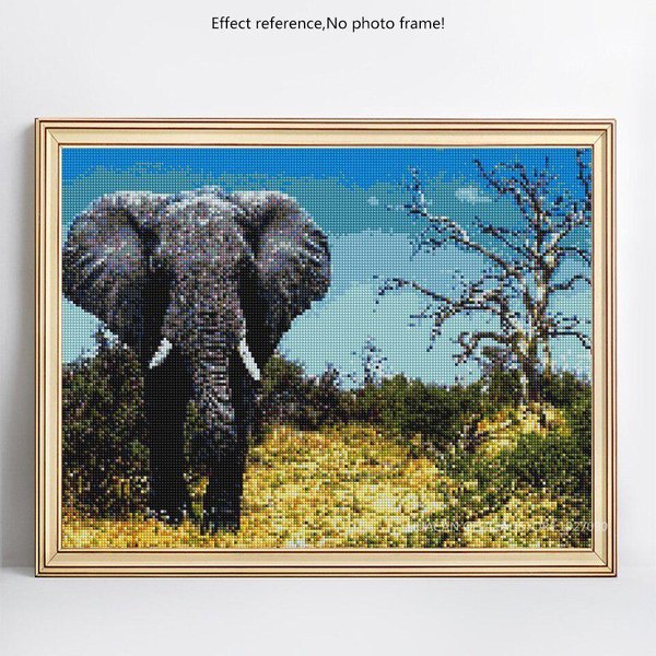 Puntada De Cruz Mosaico 5D DIY Pintura De Diamantes Elefante PedreríA Diamante Redondo Completo Bordado 20X30CM-image
