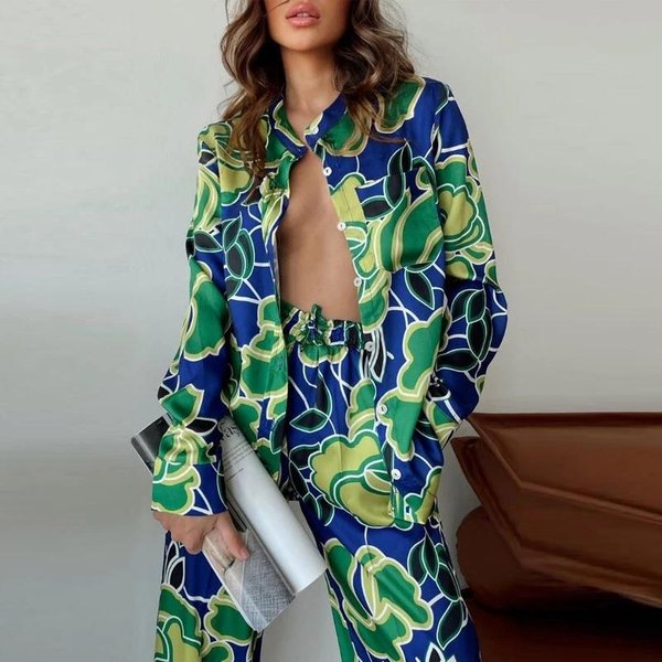 Conjunto De Pijama Estampado Para Mujer, Camiseta Retro Holgada De Manga Larga Y PantalóN Recto, Pijama Informal De Verano De Dos Piezas. XXL-image