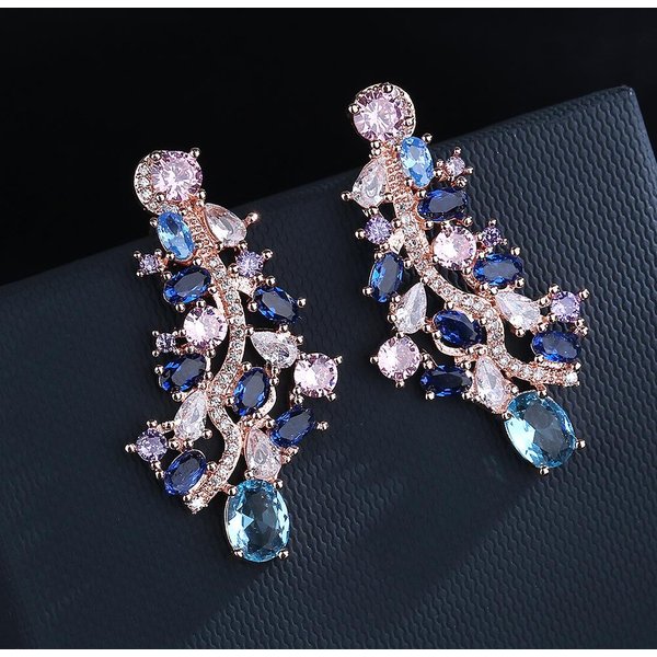 Pendientes Largos De Borla De Zafiro Vintage De Plata 925 Estilo Boho Con Pendientes De Circonita Colorida, Clips Para Orejas, JoyeríA Para Fiestas De CumpleañOs, Regalos Gray-image