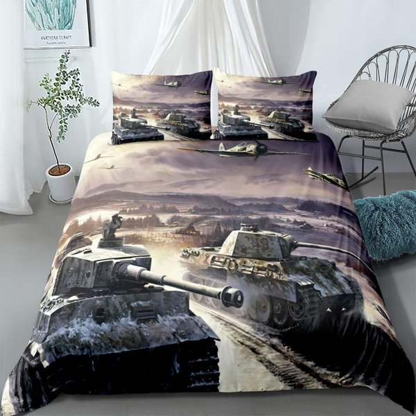 Set De Funda NóRdica Batalla AéRea De La Guerra Mundial TamañO King Queen Doble Completo Twin Individual Juego De Ropa De Cama Para NiñOs 140X200Cm Gray-image