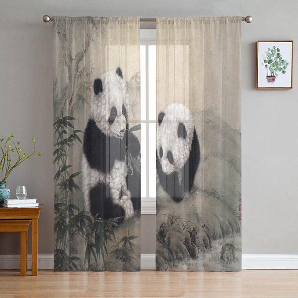 Cortinas Transparentes De Bambú Zen De Estilo Chino, Cortinas De Tul Para Ventana De SalóN, Dormitorio, Cocina, DecoracióN Del Hogar, Cortinas De Gasa W135 X H115Cm X1&Rod Pocket-image