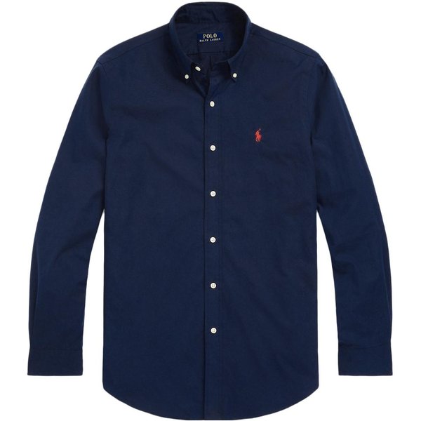 Polo Ralph Lauren FW23 Jednolity Koszula Z DłUgim RęKawem JednorzęDowa Z Haftowanym Logo MęSkie Koszule Granatowy 710816538-001 M Black-image