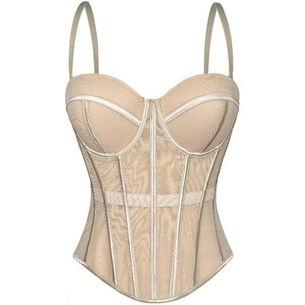 Siatkowy Seksowny WcięTy W Talii Elegancki KształTująCy Damski Gorset DziewczęCy Dopasowany Wieczorowy Crop Top Damski KróTki ModelująCy CiałO 34/75-image