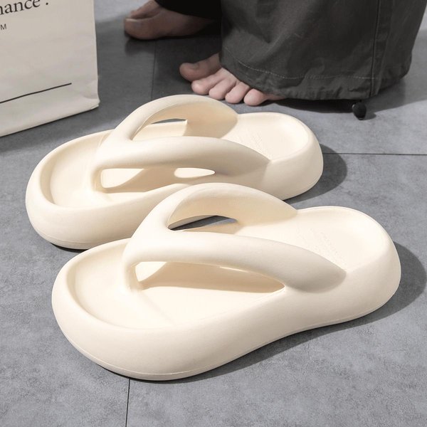 Verano Mujer Chanclas Suela Gruesa Playa Plataforma Plana Zapatillas Moda Ligeras Antideslizantes Sandalias Diapositivas Interior Exterior 38-39 White-image