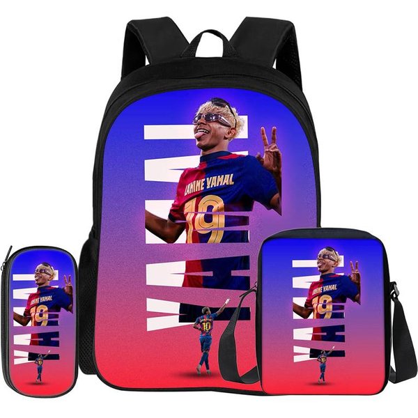 Aprende, Viaja Mochila Escolar, Estuches, Mochila Deportiva L-Lamin Yamal Set De 3 Piezas NiñOs Mochila Estrella De FúTbol Mochila Regalo-image