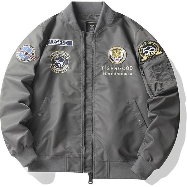 Wiosenno-Jesienna Nowa Kurtka Typu Bomber MęSka Haftowana Kurtka Baseballowa Kurtka W DużYm Rozmiarze Kurtka NarzęDziowa Xxxxl Gray-image