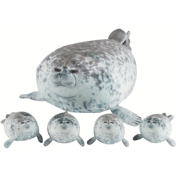 Almohada De Peluche Sello Blob De 40 Cm Madre Con Cuatro BebéS Sello Gordito 3D Novedad Foca MuñEco Juguete De Peluche Almohada Regalos Para NiñOs NiñAs-image