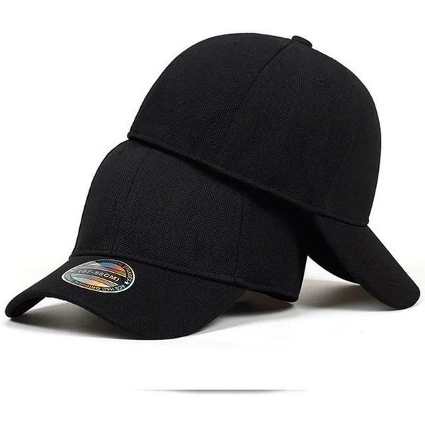 Gorra De BéIsbol De Alta Calidad Para Hombre Ajustada Cerrada Gorra Completa Gorra De Malla Transpirable Para Exteriores Deportes AlgodóN Sol Masculino Gorra De Camionero Gorras Hombre 60CM Black-image