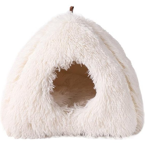 Nido De Gato Nido De Felpa Invierno CáLido Cerrado Cama Para Gato Nido Para Mascotas SueñO Profundo Casa Para Gatos Perrera 40*37Cm White-image