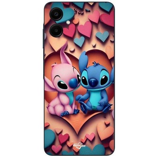 Coque Pour Samsung Galaxy A06 Stitch Angel Coeur Coloré Maniacase Czarny-image
