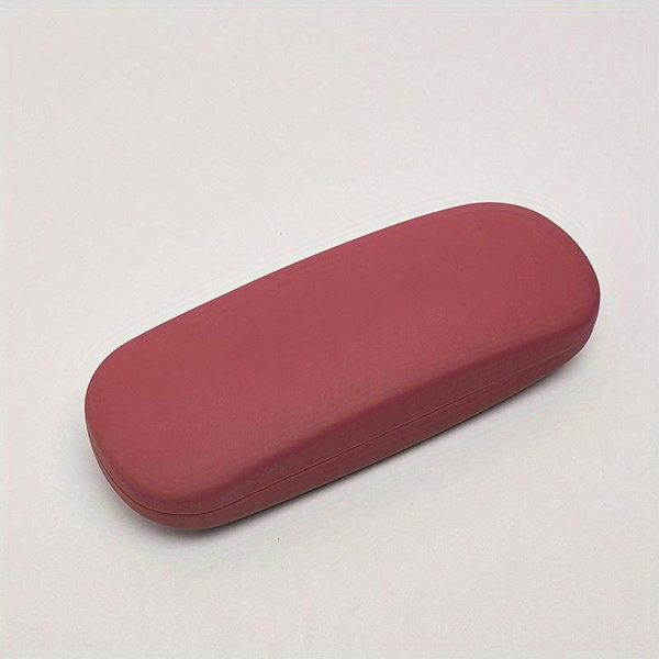 Estuche Para Gafas De Lectura De Cuero De Color Caramelo SóLido Simple, Estuche RíGido Para Gafas De Sol, Estuche Para Gafas De MiopíA Para Estudiantes Rojo Vino-image