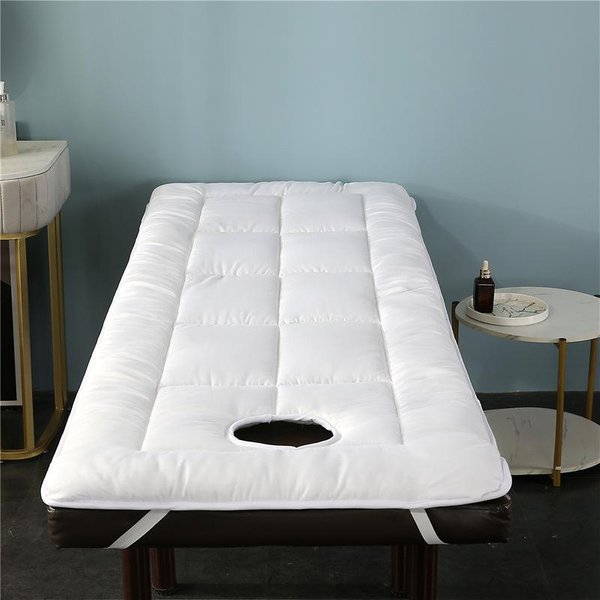 Colchoneta Profesional Para Mesa De Masaje SPA ColchóN Para SalóN De Belleza Con Bandas EláSticas Ligera Plegable CojíN Para Camilla Facial Para Uso En SPA 60X190Cm Blanco-image