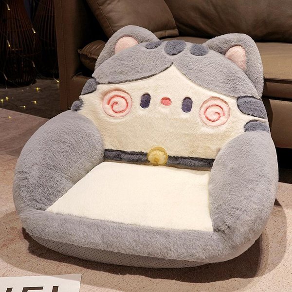 Lindo Peluche De Peluche Kawaii Almohada Para Dormir CojíN De Gato De Dibujos Animados Para Silla De Oficina CojíN Lumbar Para Espalda Sofá DecoracióN Del Hogar Regalos Para NiñOs White-image