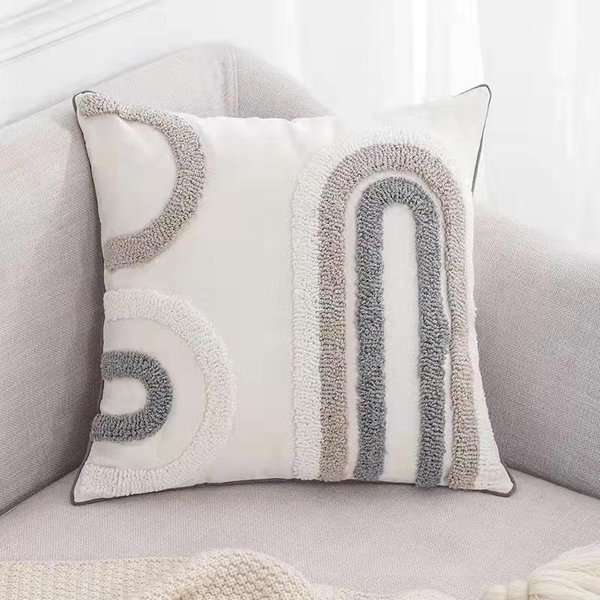 Compra Ahora 1PC Funda De Almohada De Terciopelo Con Bucles De LíNeas GeoméTricas 18X18 Pulgadas Funda De CojíN Para Sofá De Sala De Estar Bohemia DecoracióN De SillíN De Dormitorio En Casa 45X45Cm-image