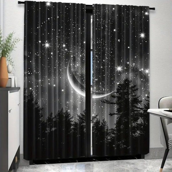 2 Piezas Cortinas De Ventana Boho Hippie - DecoracióN De HabitacióN ÁRbol De La Vida Para Dormitorio, Sala De Estar, Residencia De Estudiantes - DecoracióN Para El Hogar Suave Y Elegante 50W160H(Cm)X2Panel&Rod Pocket-image