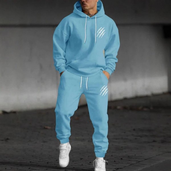MęSki Casualowy Zestaw Dresowy Z Nadrukiem W Kolorze, MęSka Bluza Z Kapturem I śCiąGaczem Oraz Spodnie Dresowe, DwuczęśCiowy Zestaw Xxxl Gray-image