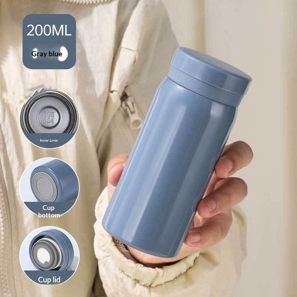 200 Ml Mini Termos Kubek Do Kawy Ze Stali Nierdzewnej Kubek Termiczny PrzenośNy Kubek Termiczny Butelka Na Wodę PodróżNa Kubek Do Herbaty Kolor Szary-image