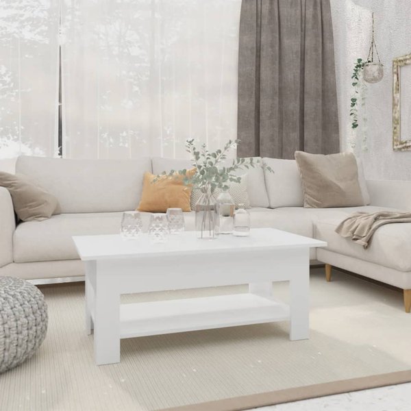 Vidaxl Mesa De Centro, Blanca, 102X55X42 Cm, Material Derivado De La Madera-image