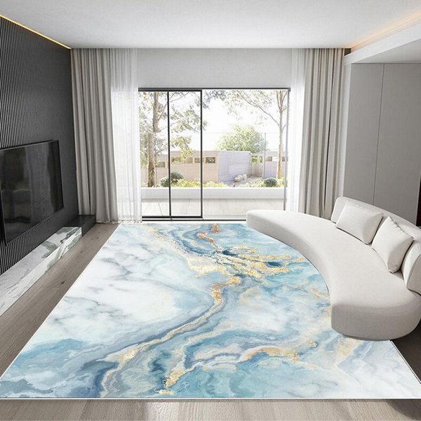 Nordycki Marmurowy Dywan Luksusowy ZłOty WystróJ Domu Dywanik Zmywalny Do Sypialni Salonu Mata PodłOgowa Tapis 200X300Cm 78.7X118In-image