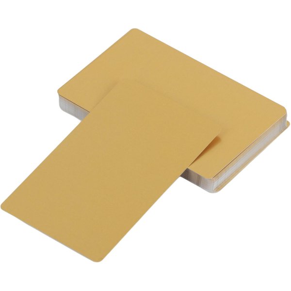 50 Impresionantes Tarjetas De Visita De Metal Grabadas Con LáSer En Blanco (Amarillo) Yellow Beige-image