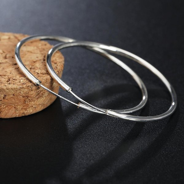Pendiente Aro CíRculo Redondo De Plata De Ley 925 50/60 Mm Para Mujer Fiesta Boda Navidad JoyeríA De Moda Regalo Gaabou Jewellery 50Mm-image