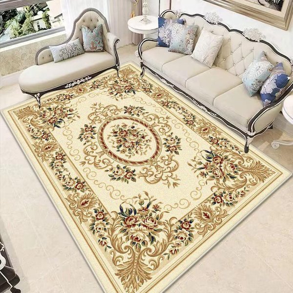 Alfombra Dorada Estilo Europeo Sala De Estar Lujo Dormitorio Vestidor SalóN DecoracióN Alfombra TamañO Grande Lavable Antideslizante Alfombra De Piso 180*280Cm-image