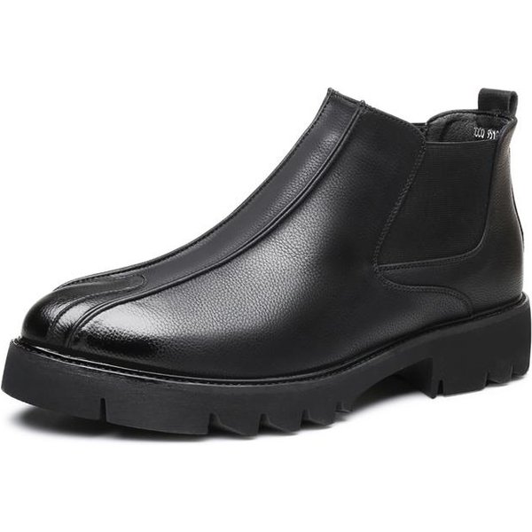 Botines Chelsea Para Hombre Moda Primavera OtoñO Botas Para Hombre CláSicas Antideslizantes Zapatos Para Exterior Negocios Bota Brogue Masculina Zapatos Casuales Slip On 39 Negro-image