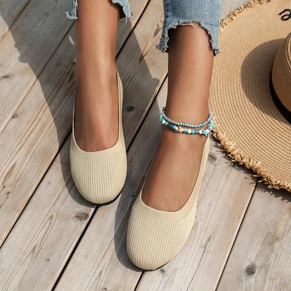 Bailarinas De Punto EláStico Zapatos Slip On Para Mujer Verano Transpirables Suaves Mocasines Mujer Zapatos Casuales Ligeros Mocasines Para Mamá 40 Brown-image