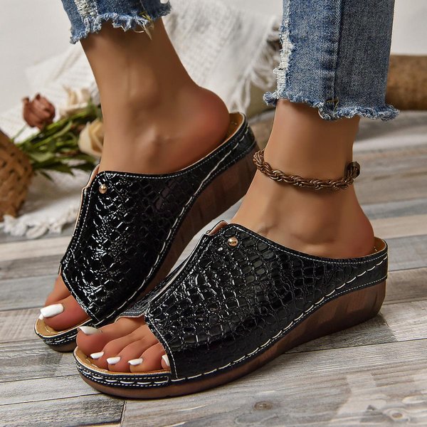 Damskie Modne Letnie SandałY Na Platformie Klapki PlażOwe Casualowe Buty Odkryte Palce Koturny Kapcie SandałY PU SkóRzane Z Odkrytymi Palcami 41 Czerwony-image