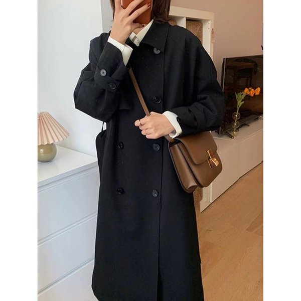 Cortavientos Color Caqui Estilo Coreano Para Mujer Primavera Y OtoñO Nuevo Abrigo PequeñO De Longitud Media Estilo BritáNico L Black-image