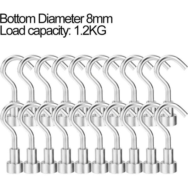 20/1 Szt. Metalowe Mocne Magnetyczne Haczyki śCienne, WytrzymałY Magnetyczny Hak, Wieszak Na Klucze, Wieszak Do Domu, Kuchni, łAzienki 1PCS-image