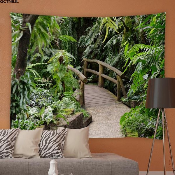 Wiosna Naturalna Sceneria Gobelin 3D Las Wodospad Krajobraz śCiana WisząCa TłO Domu WystróJ Tkaniny Plakat Ogrodowy Na ZewnąTrz 230X150Cm-image