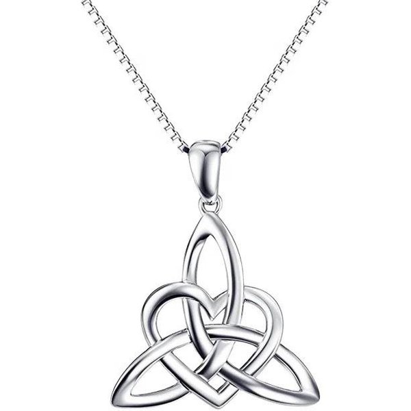 Yiluocd Stering Naszyjnik Z Wisiorkiem WęZeł Czarownicy Vintage WęZeł Celtycki Krzyż WęZeł SzczęśCia Amulet BiżUteria Prezent-image