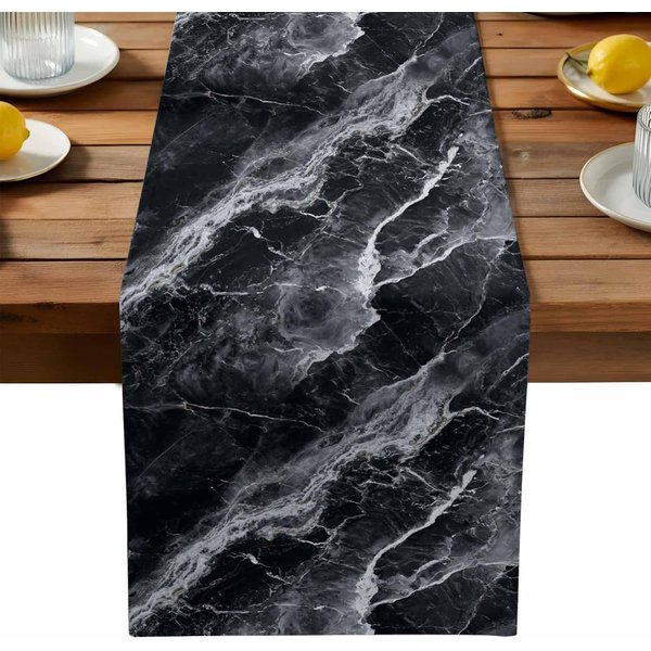 Textura De MáRmol Gris Abstracto Caminos De Mesa De Lino Decoraciones Para El Comedor Caminos De Mesa Lavables Decoraciones Para Fiestas En Casa 150X33Cm-image