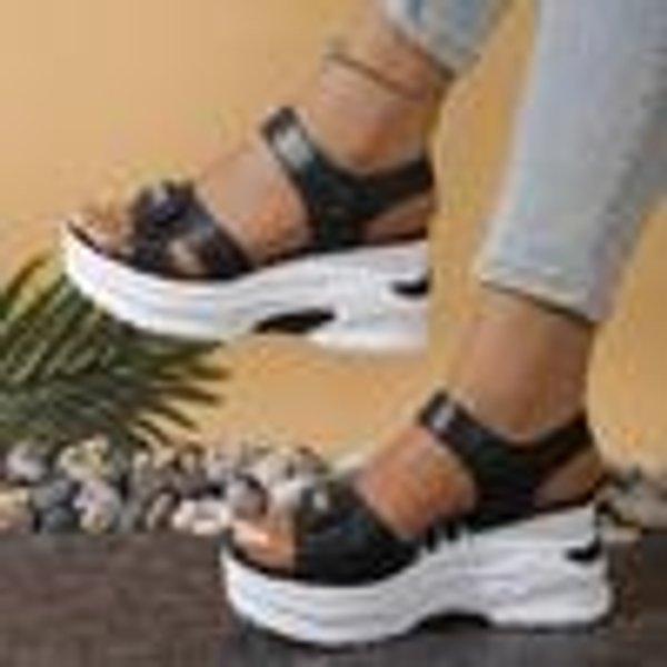 Damskie SandałY Na Platformie I Koturnie Letnia Moda Wygodne Buty Damskie Lekkie Codzienne Na Rzepy Buty PlażOwe 41-image