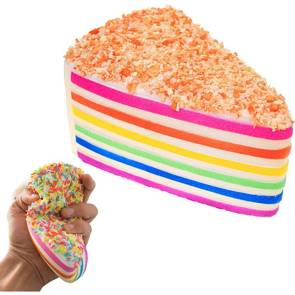 Powoli RosnąCy TęCzowy Ciastko Squishy Do śCiskania Fidget Toy Symulowane Jedzenie KształT OdprężEnie Stresu Anty-LęK Zabawka Dekompresyjna-image