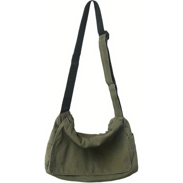Damska Torba Kurierska Vintage Torebka PłóCienna MłOdzieżOwa Torba Na Ramię Torebka Codzienna Torebka Typu Crossbody Black-image