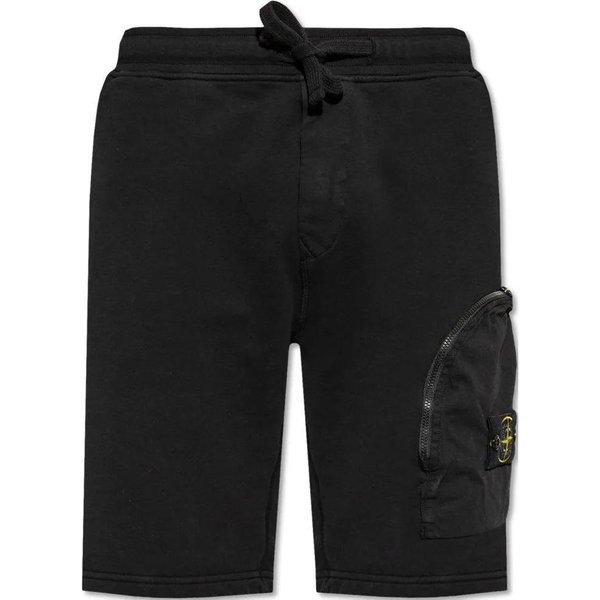Stone Island SS25 Insignia Cordones Casual Pantalones Cortos Hombre Pantalones Cortos Negro K1S156200002S0123-V0029 L-image