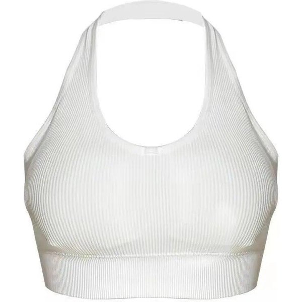 Moda Seksowny Biustonosz Bez PlecóW Typu Halter Camisole Dla Kobiet Bez Fiszbin Biustonosz Sportowy Top Szelki Jednokolorowe KróTkie Bluzki Kamizelka Bielizna White-image