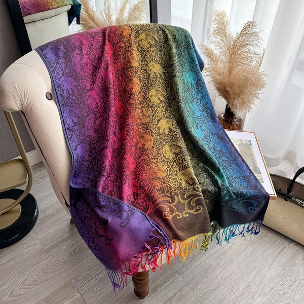 Bohemia Lujo Bufandas Para Mujer Chalinas Pashmina PañUelo Largo Estampado Jacquard Cachemir Femenino Foulard ProteccióN Solar Chal CáLido Gray-image