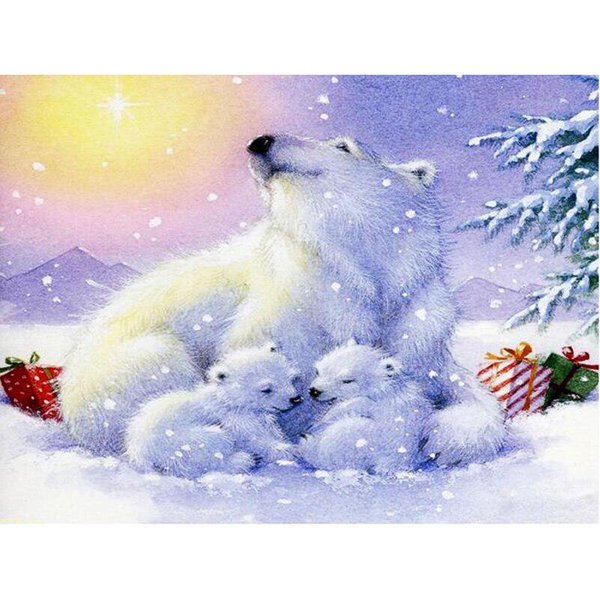 DIY 5D Diamante Pintura Oso Polar Completo Redondo Diamante Bordado Punto De Cruz 20X30CM-image