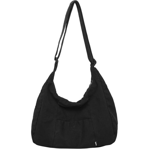 PłóCienne Torby Na Ramię DużEj PojemnośCi Damskie Jednolite Proste Pakunki Unisex KoreańSkie Torby Crossbody BawełNiane Codzienne Torby Black-image