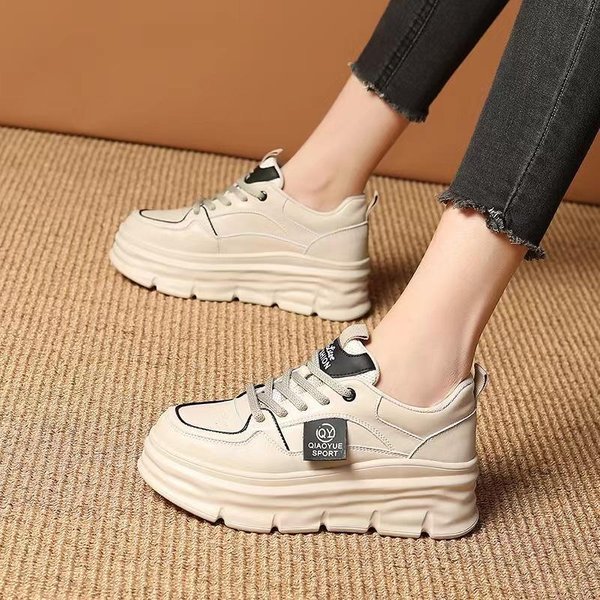 Primavera Nuevo Zapatos Muffin De Suela Gruesa VersióN Coreana CombinacióN Casual Altura Aumentada Zapatos Deportivos Mujer 40 Negro-image