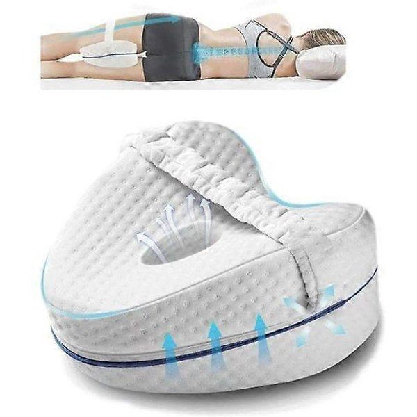Almohada De Rodilla Para Dormir De Lado, Almohada OrtopéDica Con Espuma ViscoeláStica Blanca Verde-image