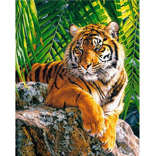 Pintura De Diamante 5D DIY Animal Tiger , Bordado De Diamantes, Punto De Cruz, Mosaico, Pintura, Regalo De DecoracióN 20X30CM-image