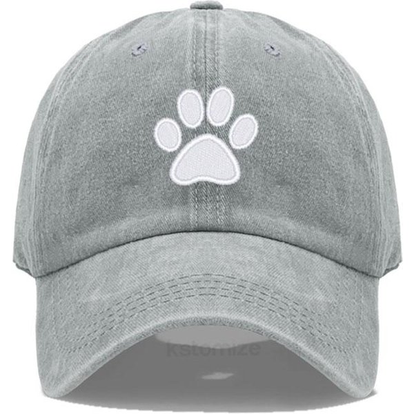 Gorra De BéIsbol Bordada Con Pata De Perro Para Mujeres Hombres Moda Ajustable AlgodóN Lavado Gorra De Papá Unisex Gorras CláSicas De Golf Gray-image