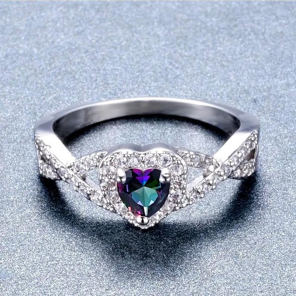 Anillo De Dedo Huitan CorazóN Brillante Circonita De Colores Moda Femenina Dama RomáNtica Accesorios Para Ceremonia De Compromiso JoyeríA Delicada 10-image