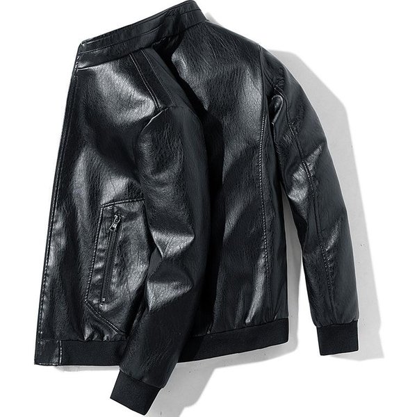 Nowa Wiosenna I Jesienna Kurtka SkóRzana MęSka DużY Rozmiar StóJka Modna Slim SkóRzana Kurtka 5XL-image